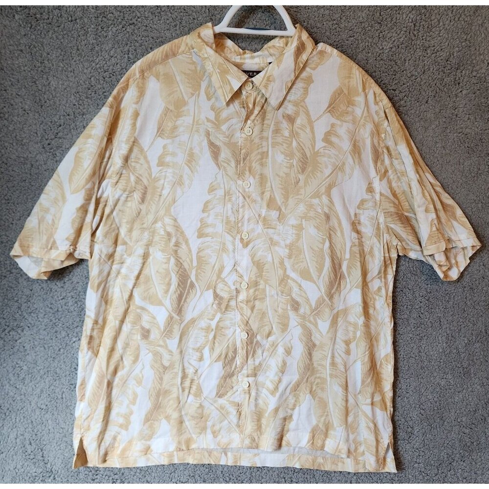Cubavera Beige Floral Short Sleeve Button Up Hawaiian Camp Shirt‎ Size XXL